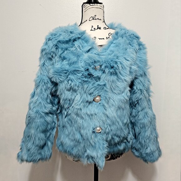 New Toscana Merino Sheepskin Shearling Coat Jacket Blazer LambFur Teal Turquoise - Picture 1 of 5